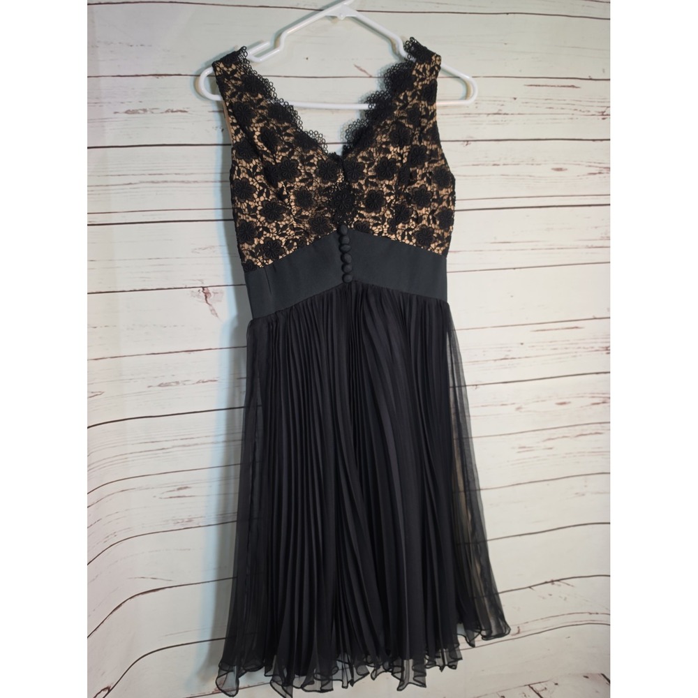 Miss Elliette Black Tank Lace And Pleated Bottom Formal Dress